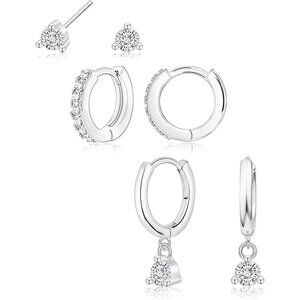 💫 Women Silver Trendy Dangle Earrings 14K Stud Multiple Piercing Jewelry Gifts